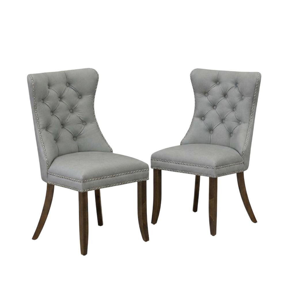 Wood Parsons Dining Chair, Kitchen and Dining Room Chairs, Light Gray, Set of 2. Picture 5