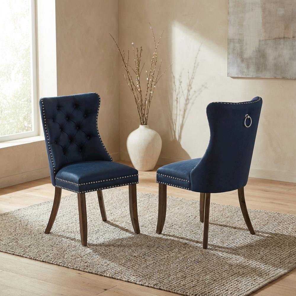Faux Leather-Upholstered Parsons Dining Chairs, Set of 2. Picture 3