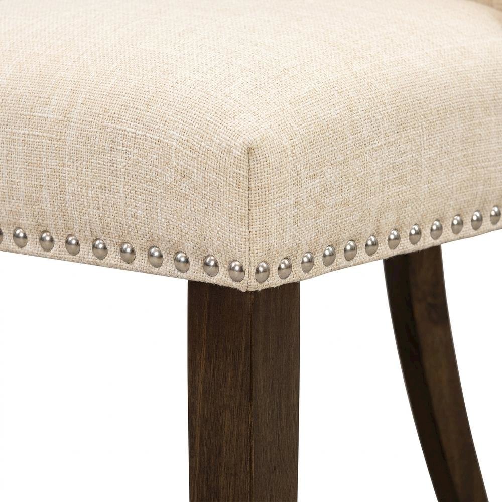 Wooden Parsons Dining Chair with Upholstered Seat, High Back, Light Beige, Set of 2. Picture 8