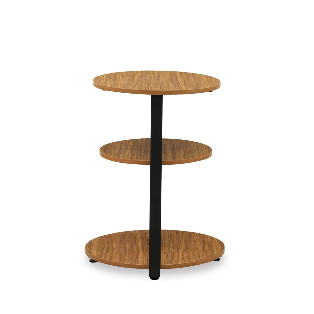 Driscoll 3 Tier Night Stand for Bedrooms - Bedside Table in Powder Coating Black Color and Brown Wood Laminate. Picture 3