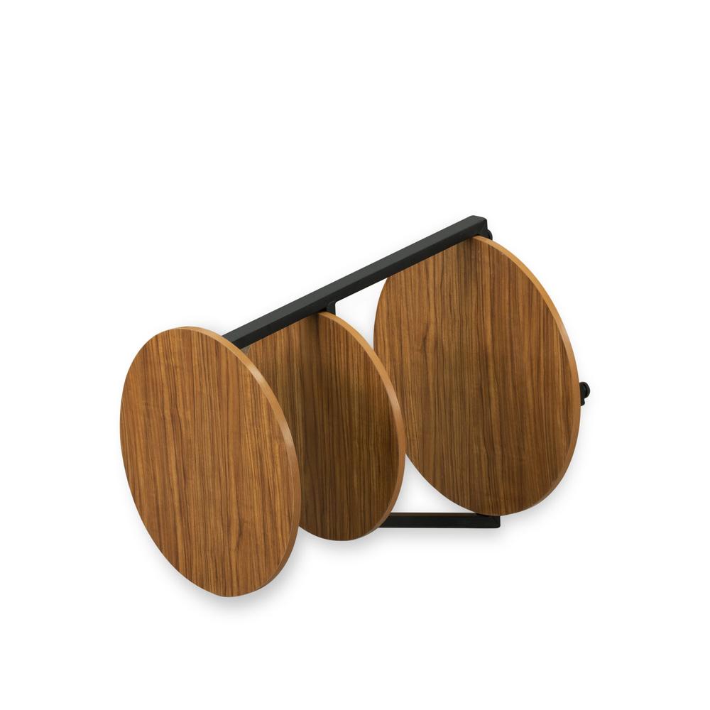 Driscoll 3 Tier Night Stand for Bedrooms - Bedside Table in Powder Coating Black Color and Brown Wood Laminate. Picture 6