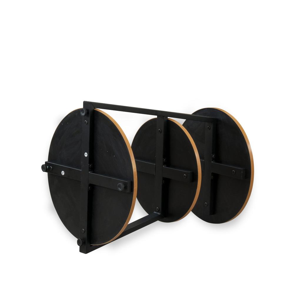 Driscoll 3 Tier Night Stand for Bedrooms - Bedside Table in Powder Coating Black Color and Brown Wood Laminate. Picture 7