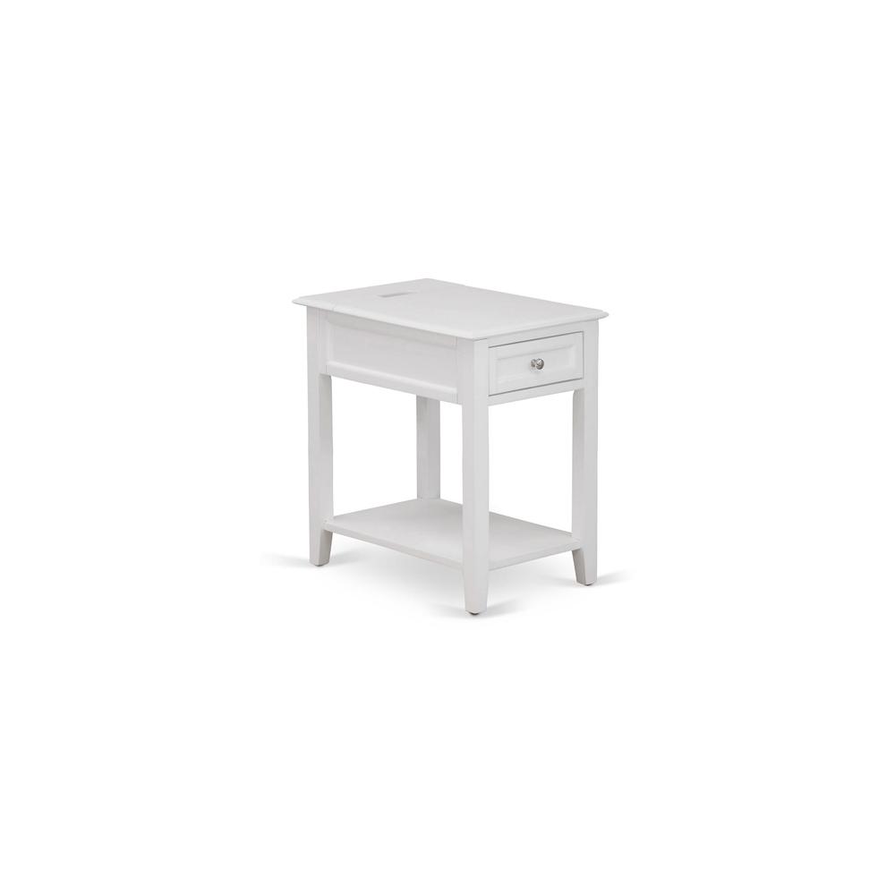East West Furniture DE-05-ET Modern Wood Night Stand with 1 Mid Century Modern Drawers, Stable and Sturdy Constructed - White Finish. Picture 3