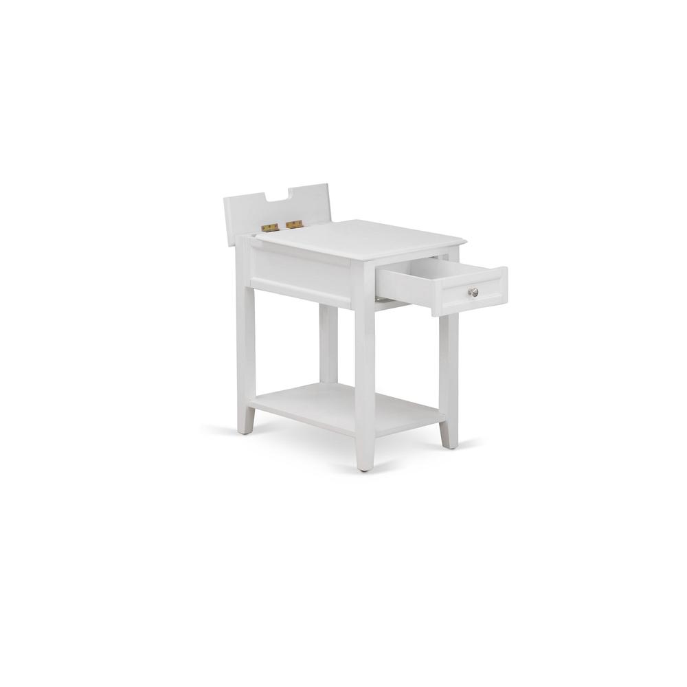 East West Furniture DE-05-ET Modern Wood Night Stand with 1 Mid Century Modern Drawers, Stable and Sturdy Constructed - White Finish. Picture 4