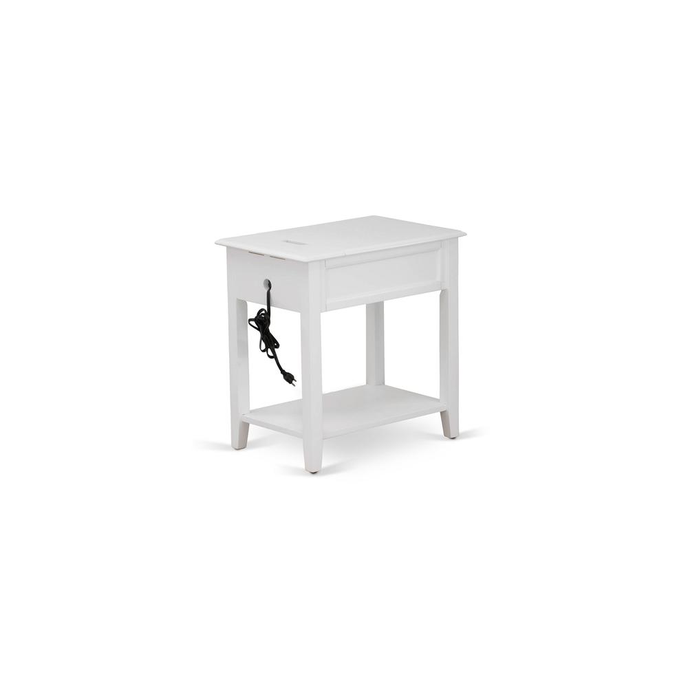 East West Furniture DE-05-ET Modern Wood Night Stand with 1 Mid Century Modern Drawers, Stable and Sturdy Constructed - White Finish. Picture 5