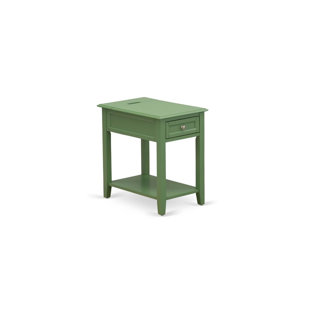 East West Furniture DE-12-ET Bedroom Nightstand with 1 Wooden Drawer for Bedroom, Stable and Sturdy Constructed - Clover Green Finish. Picture 1
