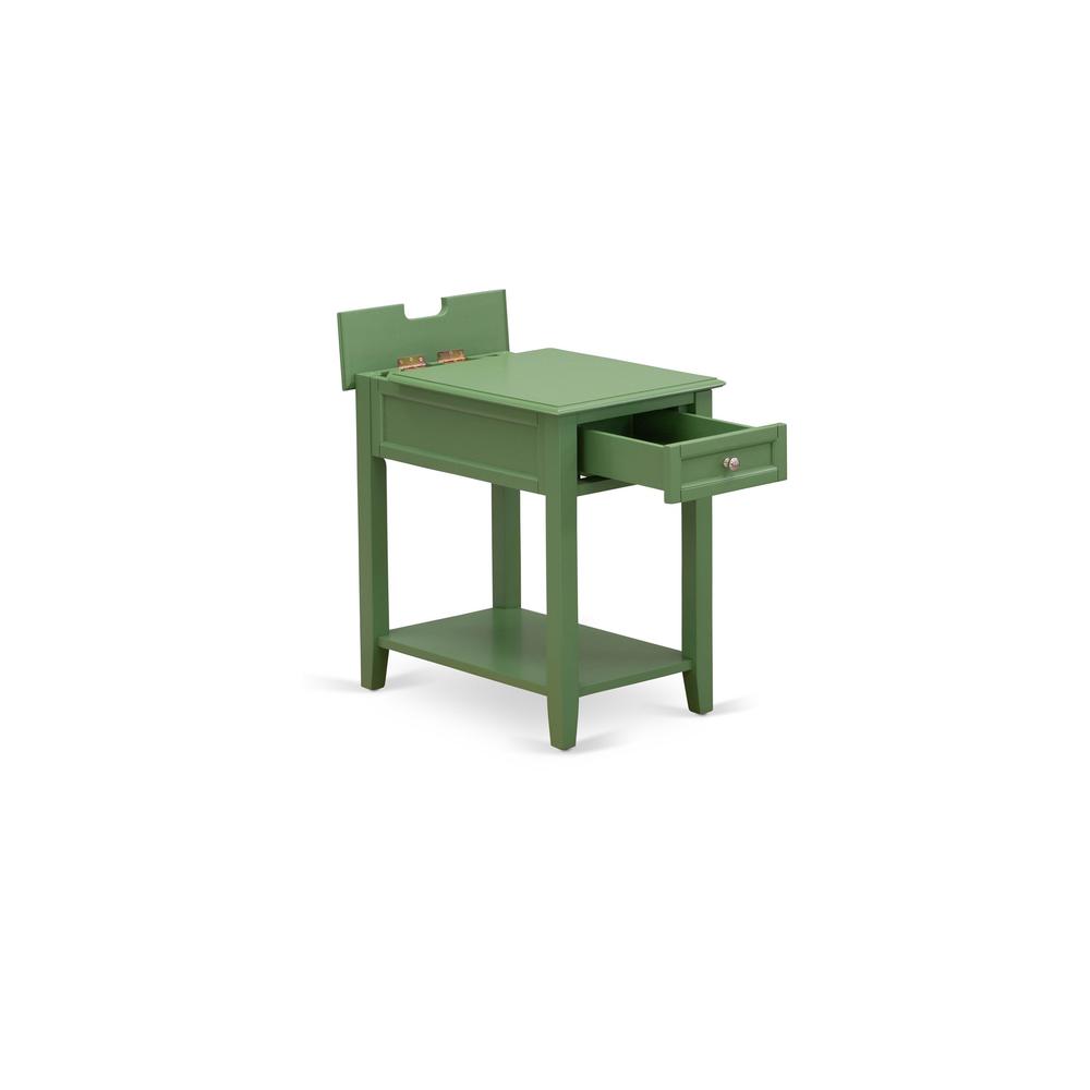 East West Furniture DE-12-ET Bedroom Nightstand with 1 Wooden Drawer for Bedroom, Stable and Sturdy Constructed - Clover Green Finish. Picture 3