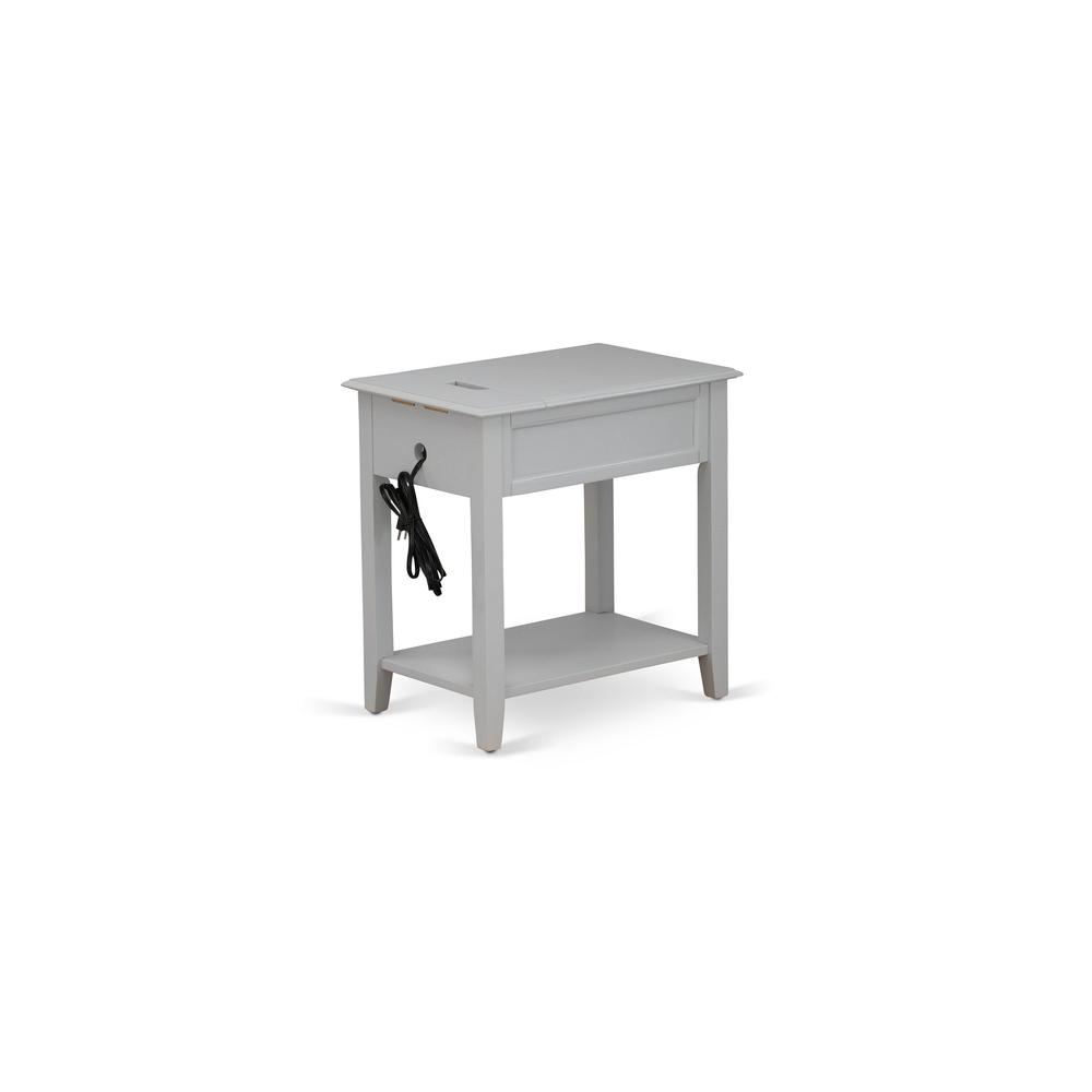East West Furniture DE-14-ET Wood Night Stand for Bedroom with 1 Wooden Drawer, Stable and Sturdy Constructed - Urban Gray Finish. Picture 3