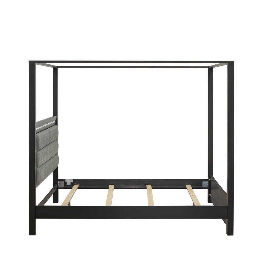 East West Furniture DE20-Q00000 Denali Modern Queen Bed - Adjustable LED Lighting Headboard and Adjustable Wooden Slats Queen Size Bed - Brushed Gray Finish. Picture 5