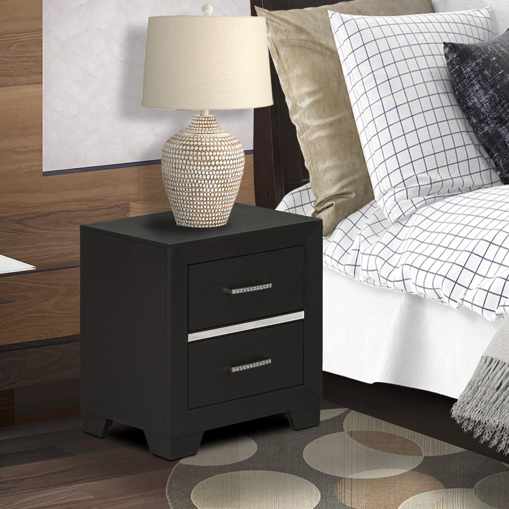 East West Furniture 1-Piece Denali Small Nightstand with 2 Drawers for any Bedroom - Brushed Gray Finish. Picture 2