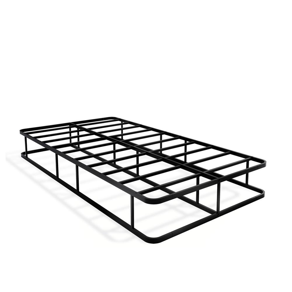 DHTBBLK Dothan Twin Size Bed Frame with Luxurious Style Headboard and Footboard - High Quality Metal Frame in Powder Coating Black. Picture 2
