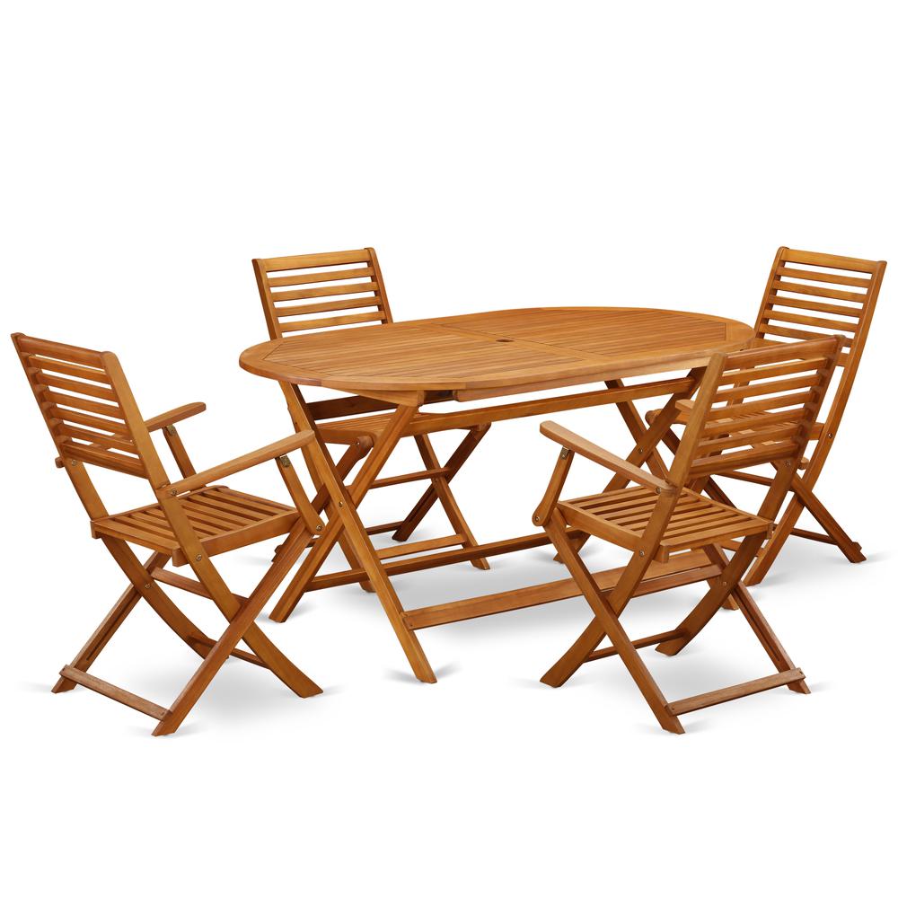 Wooden Patio Set Natural Oil, DIBS5CANA. Picture 1