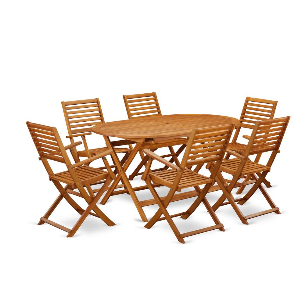 Wooden Patio Set Natural Oil, DIBS7CANA. Picture 1