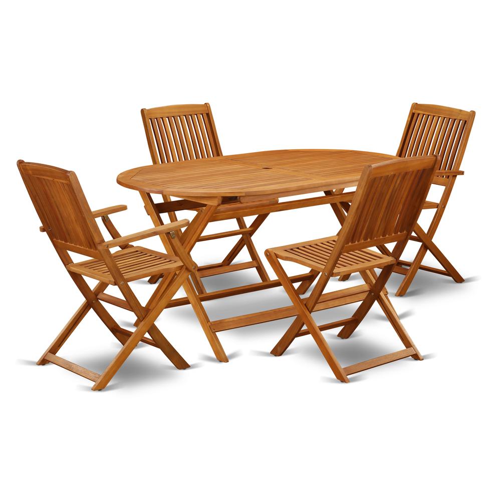 Wooden Patio Set Natural Oil, DICM52CANA. Picture 1