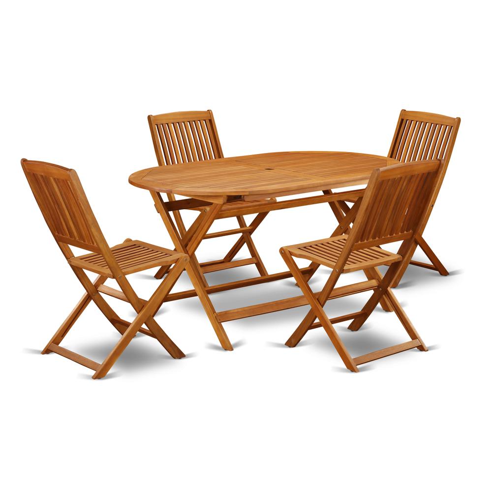 Wooden Patio Set Natural Oil, DICM5CWNA. Picture 1