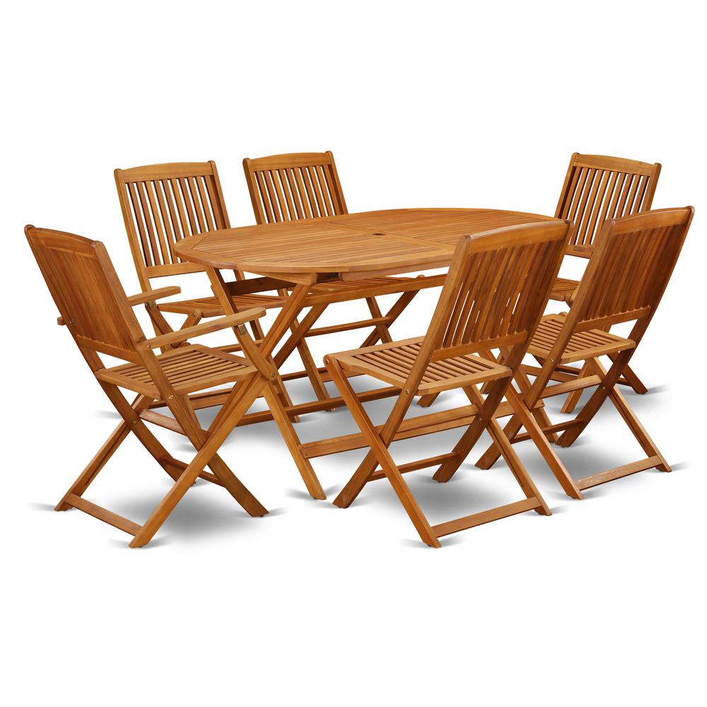 Wooden Patio Set Natural Oil, DICM72CANA. Picture 1