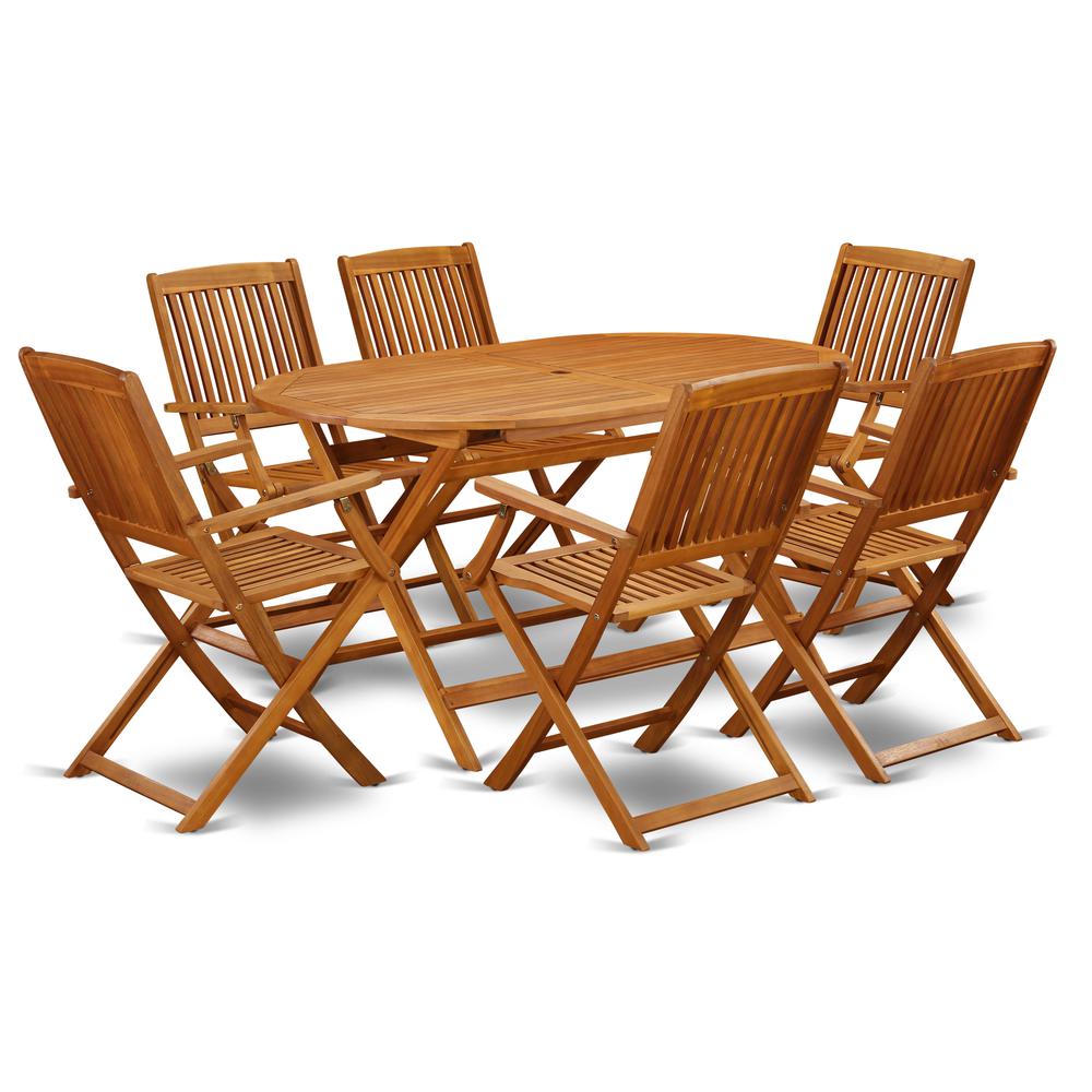 Wooden Patio Set Natural Oil. Picture 1