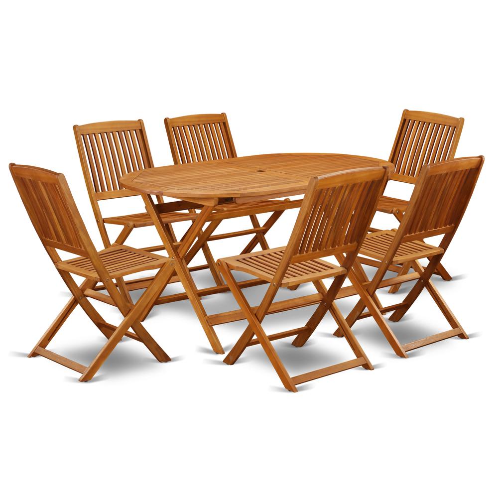Wooden Patio Set Natural Oil, DICM7CWNA. Picture 1
