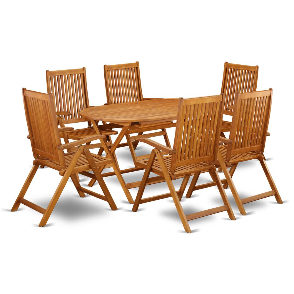 Wooden Patio Set Natural Oil, DICN7NC5N. Picture 1
