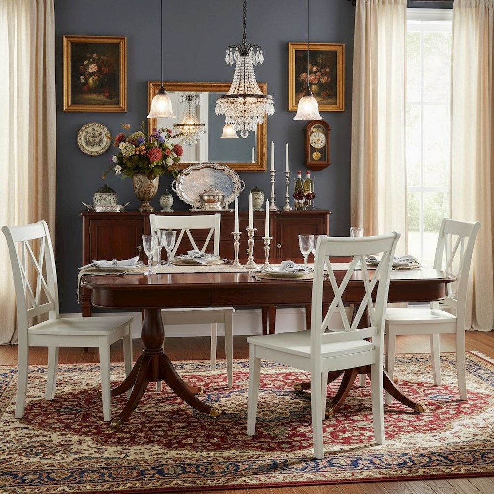 Linen White Dining Chair, Wooden Seat, Double X-Back, Set of 2, Solid Wood. Picture 5