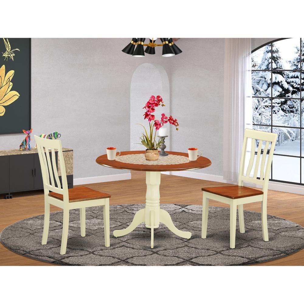 Dining  set  -  3  Pcs  with  2  Wood  Chairs  in  Buttermilk. Picture 2
