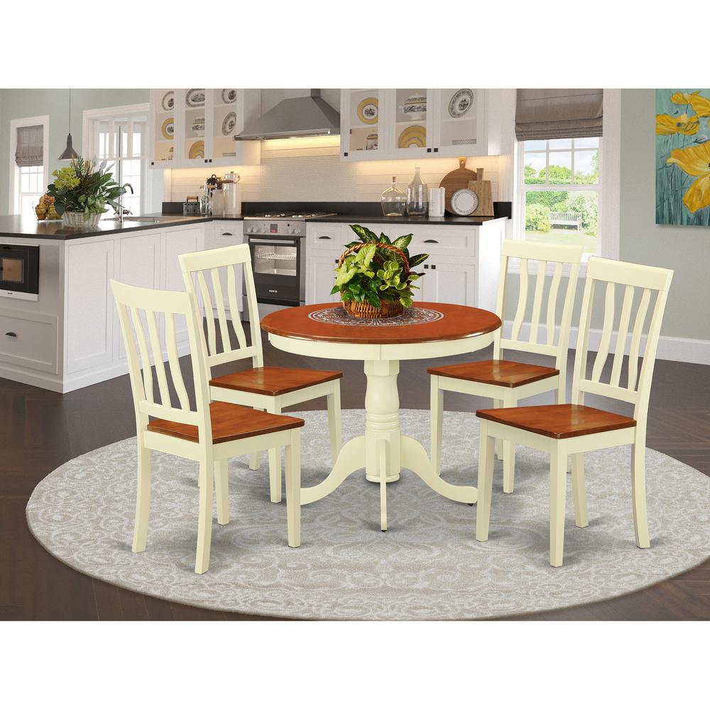 Dining  set  -  5  Pcs  with  4  Wood  Chairs  in  Buttermilk. Picture 2