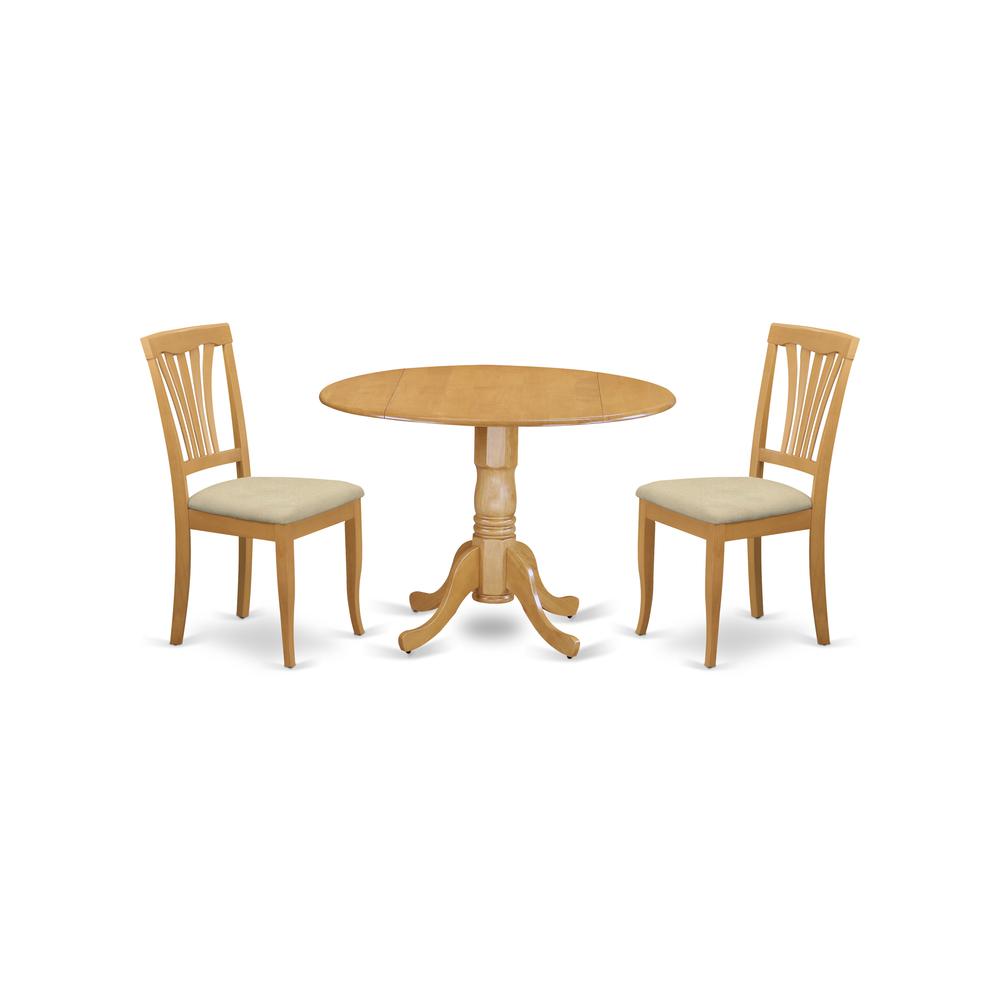 DLAV3-OAK-C 3 PC small Kitchen Table and Chairs set-small Kitchen Table plus 2 dinette Chairs. Picture 1