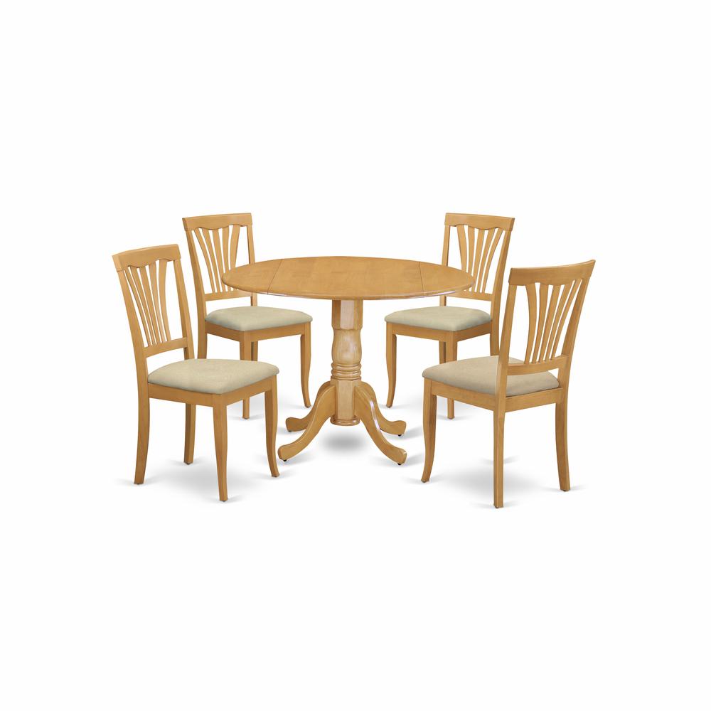 DLAV5-OAK-C 5 PC Kitchen nook Dining set-round Kitchen Table and 4 Kitchen Chairs. Picture 1