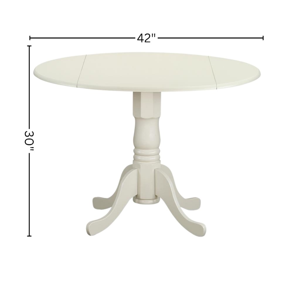 White Dining Set, Round Drop Leaf Table, X-Back Chairs, 2-Person, Faux Leather. Picture 6