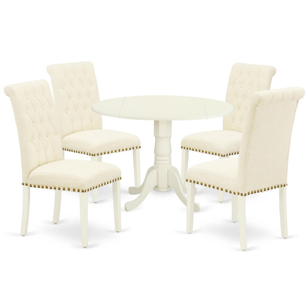 Dining Room Set Linen White, DLBR5-WHI-02. Picture 1