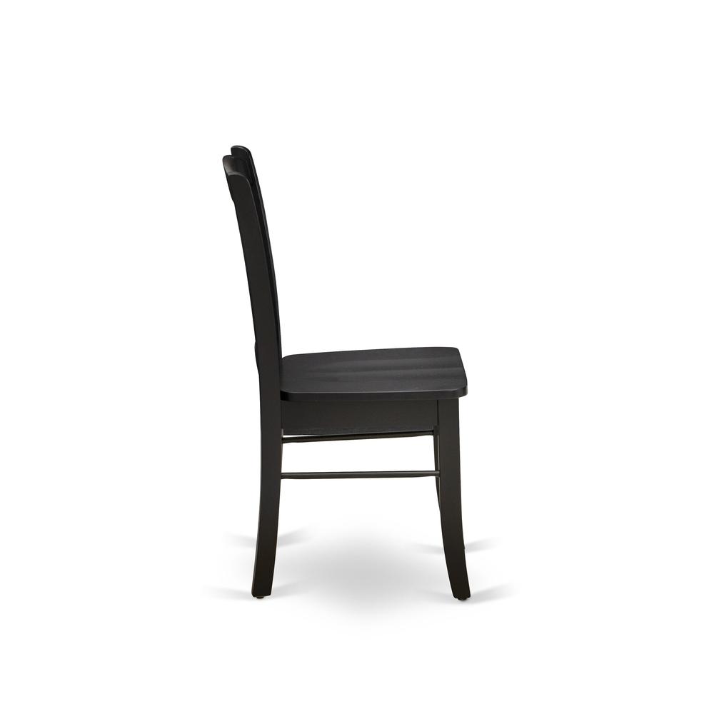 SHDL3-BLK-W - 3-Pc Modern Dinette Room Set - 2 Wooden Dining Chairs and 1 Dining Table - Black Finish. Picture 6