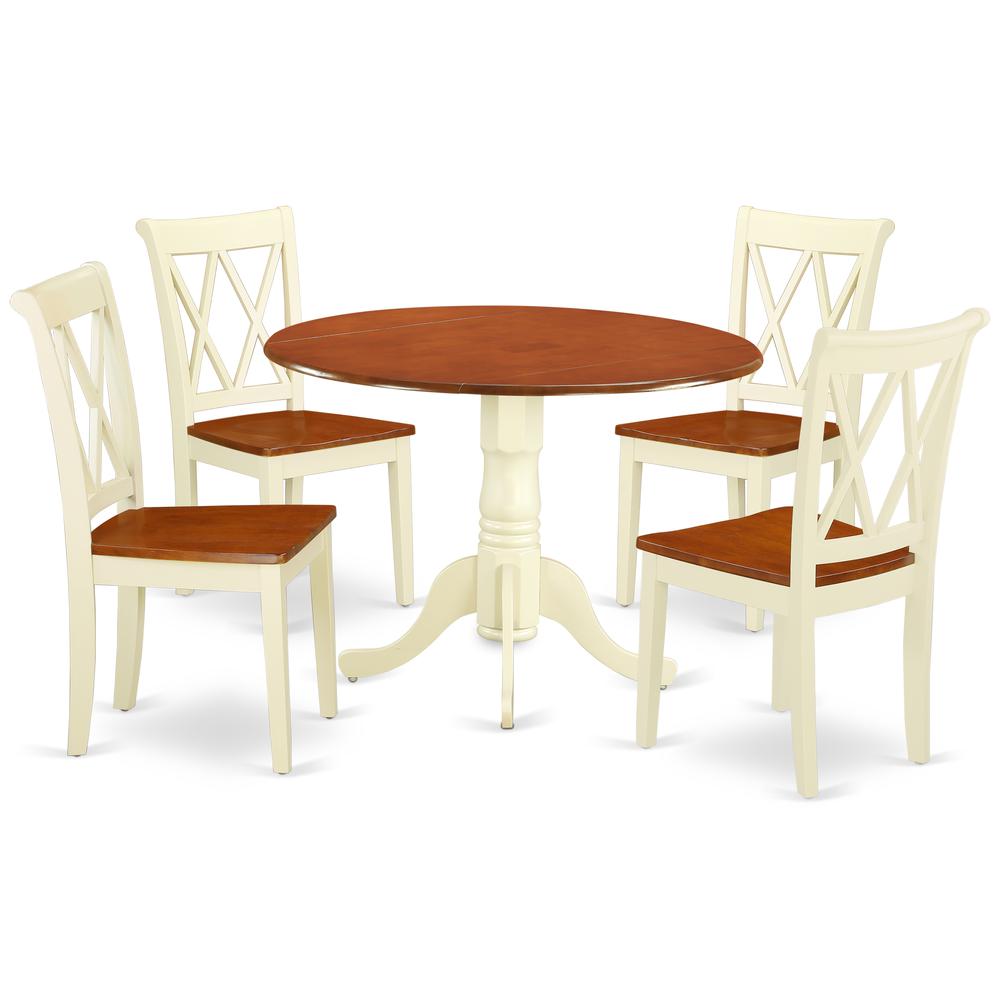Dining Room Set Buttermilk & Cherry, DLCL5-BMK-W. Picture 1