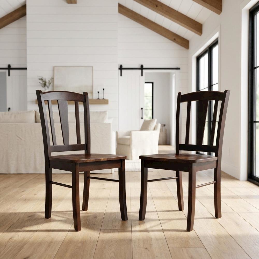 Wooden Dining Chairs with Wood Seat Set of 2, Farmhouse Style Chairs. Picture 3