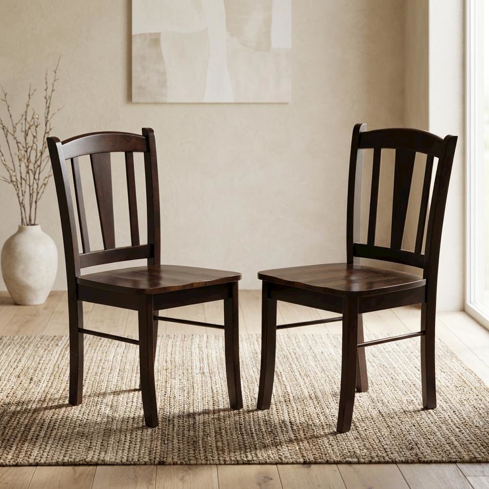Wooden Dining Chairs with Wood Seat Set of 2, Farmhouse Style Chairs. Picture 4