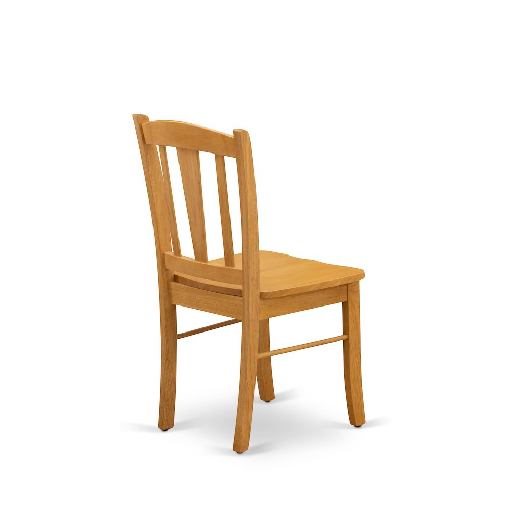 OXDL3-OAK-W - 3-Piece Kitchen Dining Set- 2 Kitchen Chairs and Modern dining room table - Wooden Seat and Slatted Chair Back - Oak Finish. Picture 8