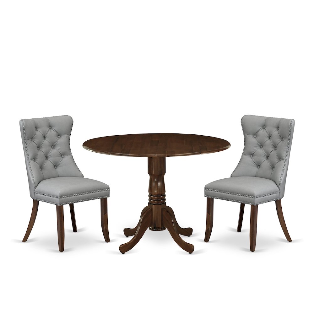 3 Piece Dining Table Set Contains a Round Kitchen Table with Dropleaf. Picture 1