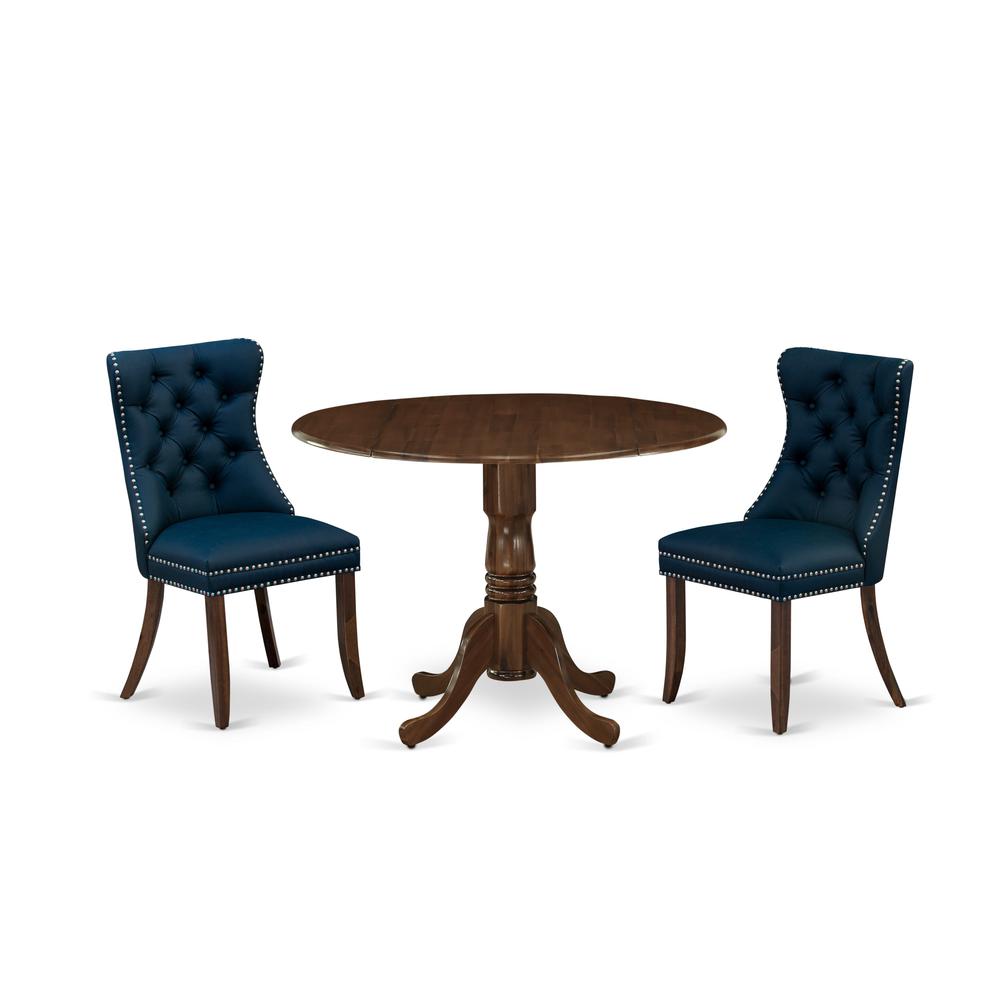 3 Piece Dining Set Consists of a Round Kitchen Table with Dropleaf. Picture 6