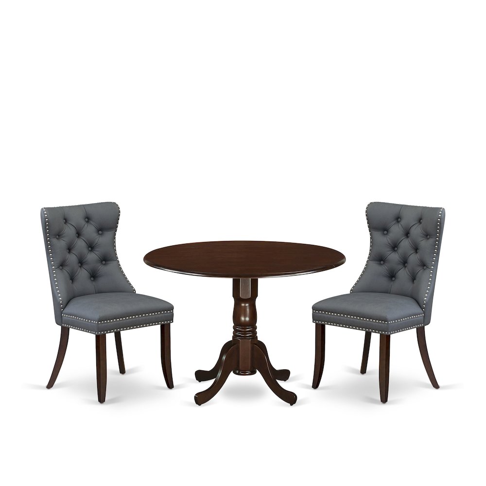 3 Piece Dining Table Set Consists of a Round Kitchen Table with Dropleaf. Picture 1
