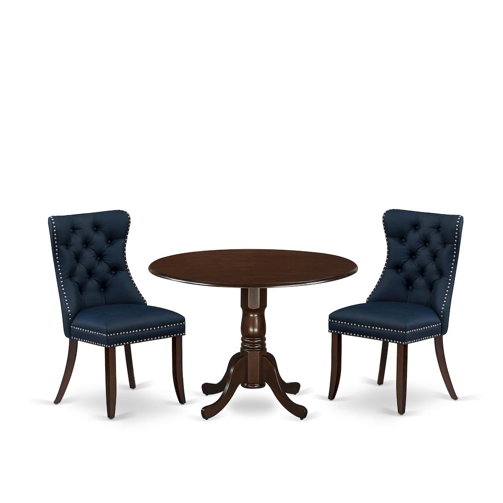3 Piece Modern Dining Table Set Consists of a Round Kitchen Table with Dropleaf. Picture 1
