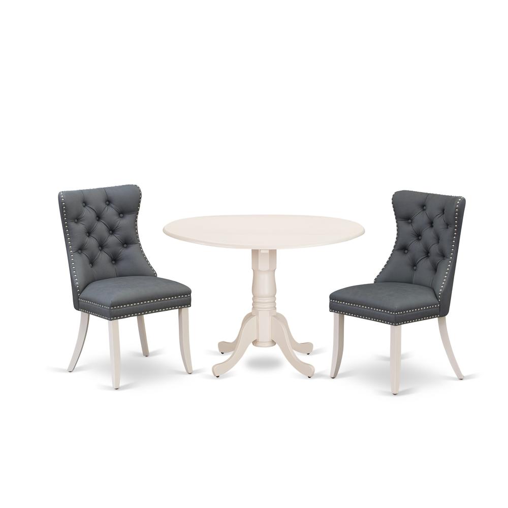 3 Piece Dining Table Set Consists of a Round Kitchen Table with Dropleaf. Picture 6