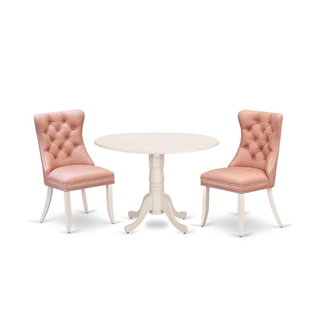 3 Piece Dining Set Consists of a Round Kitchen Table with Dropleaf. Picture 6