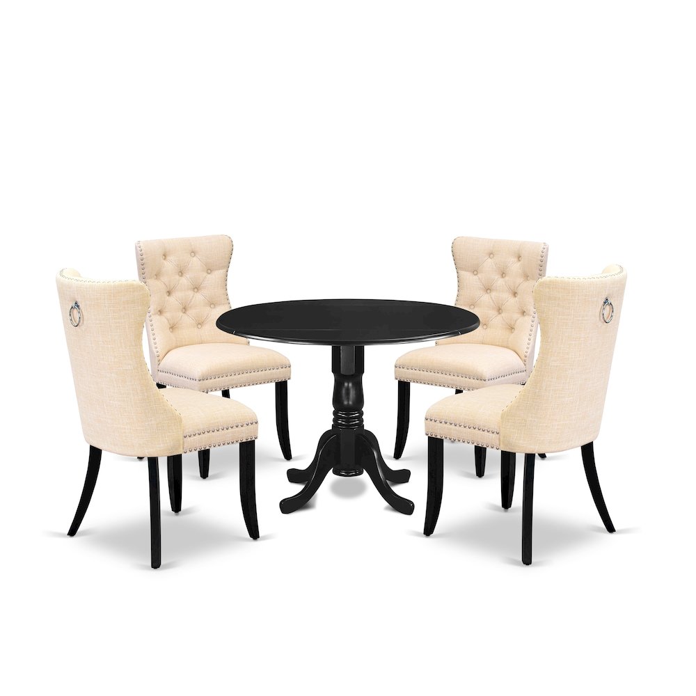 5 Piece Dining Table Set Contains a Round Kitchen Table with Dropleaf. Picture 1