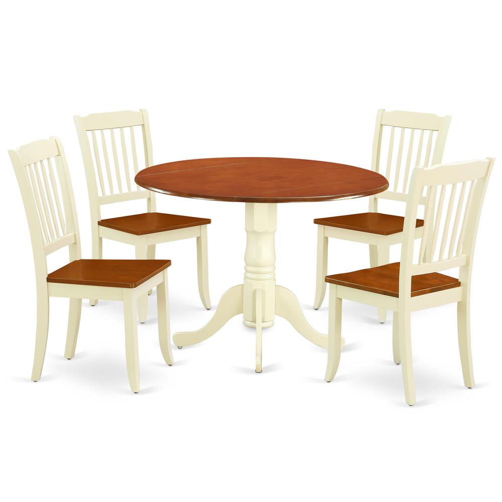 Dining Room Set Buttermilk & Cherry, DLDA5-BMK-W. Picture 1