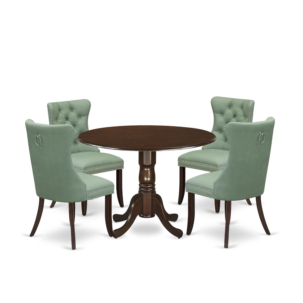 5 Piece Dining Table Set Contains a Round Kitchen Table with Dropleaf. Picture 1