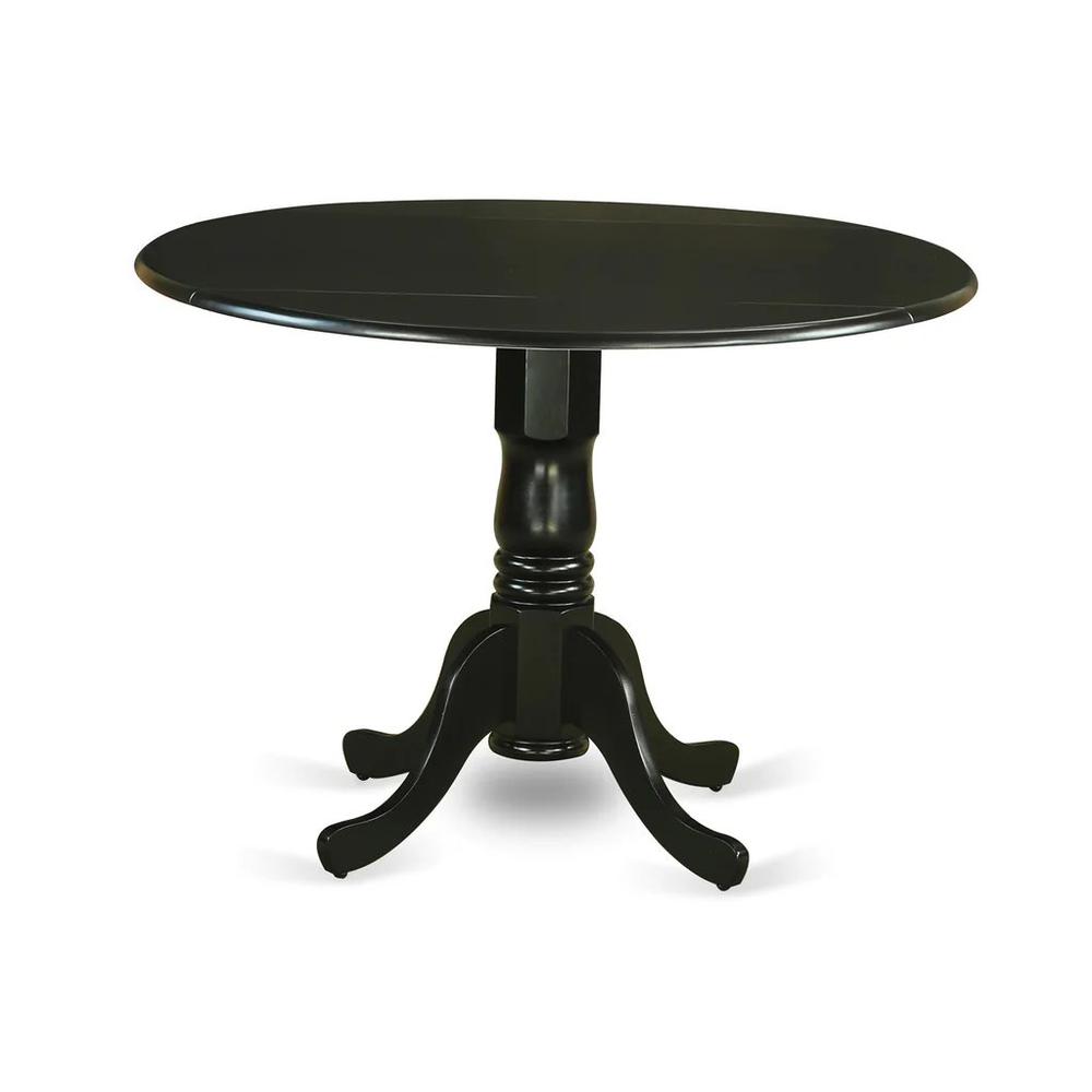 DLDL5-BLK-W - 5-Pc Dining Room Set - 4 dining room chairs and 1 Drops Leaf Kitchen Table - Black Finish. Picture 2