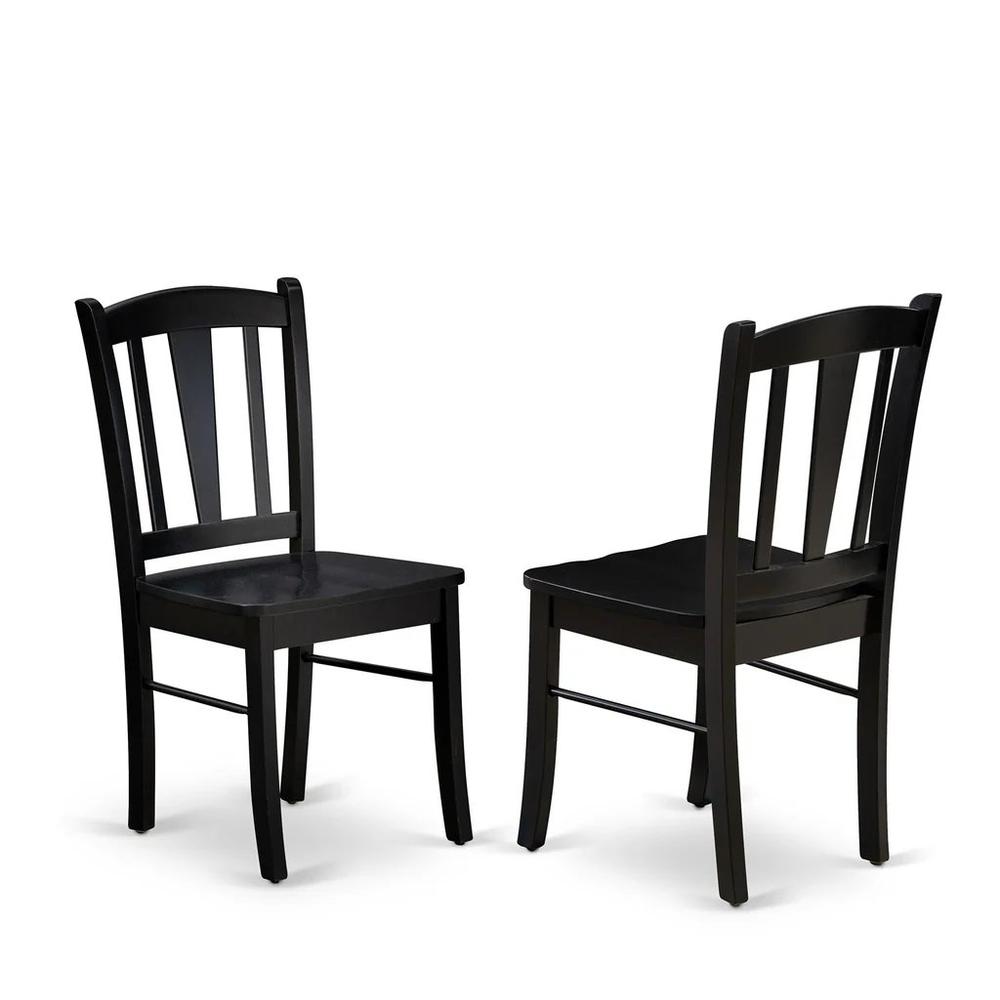 DLDL5-BLK-W - 5-Pc Dining Room Set - 4 dining room chairs and 1 Drops Leaf Kitchen Table - Black Finish. Picture 4