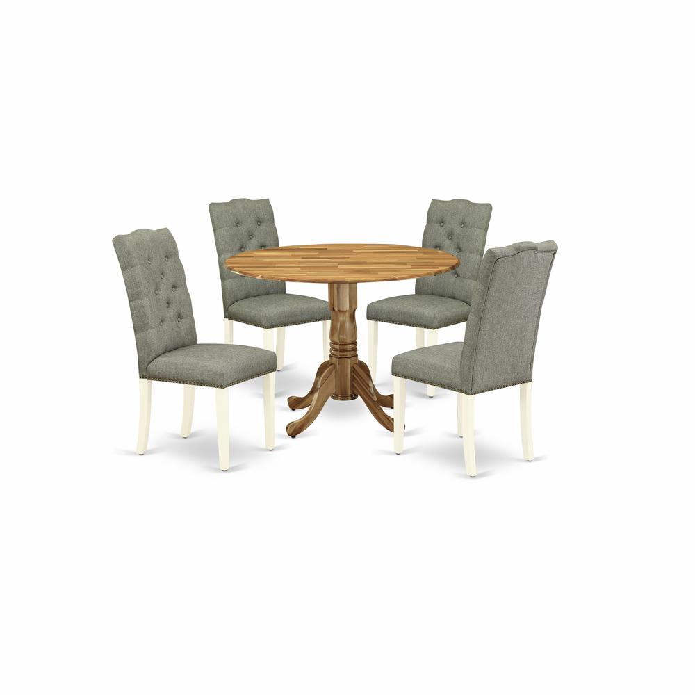 Dining Room Set Linen White, DLEL5-WHI-07. Picture 1