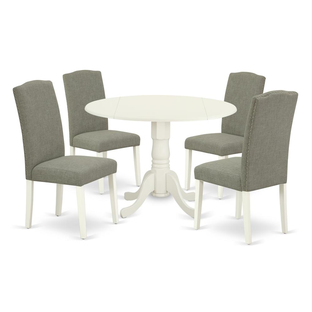 Dining Room Set Linen White, DLEN5-LWH-06. Picture 1