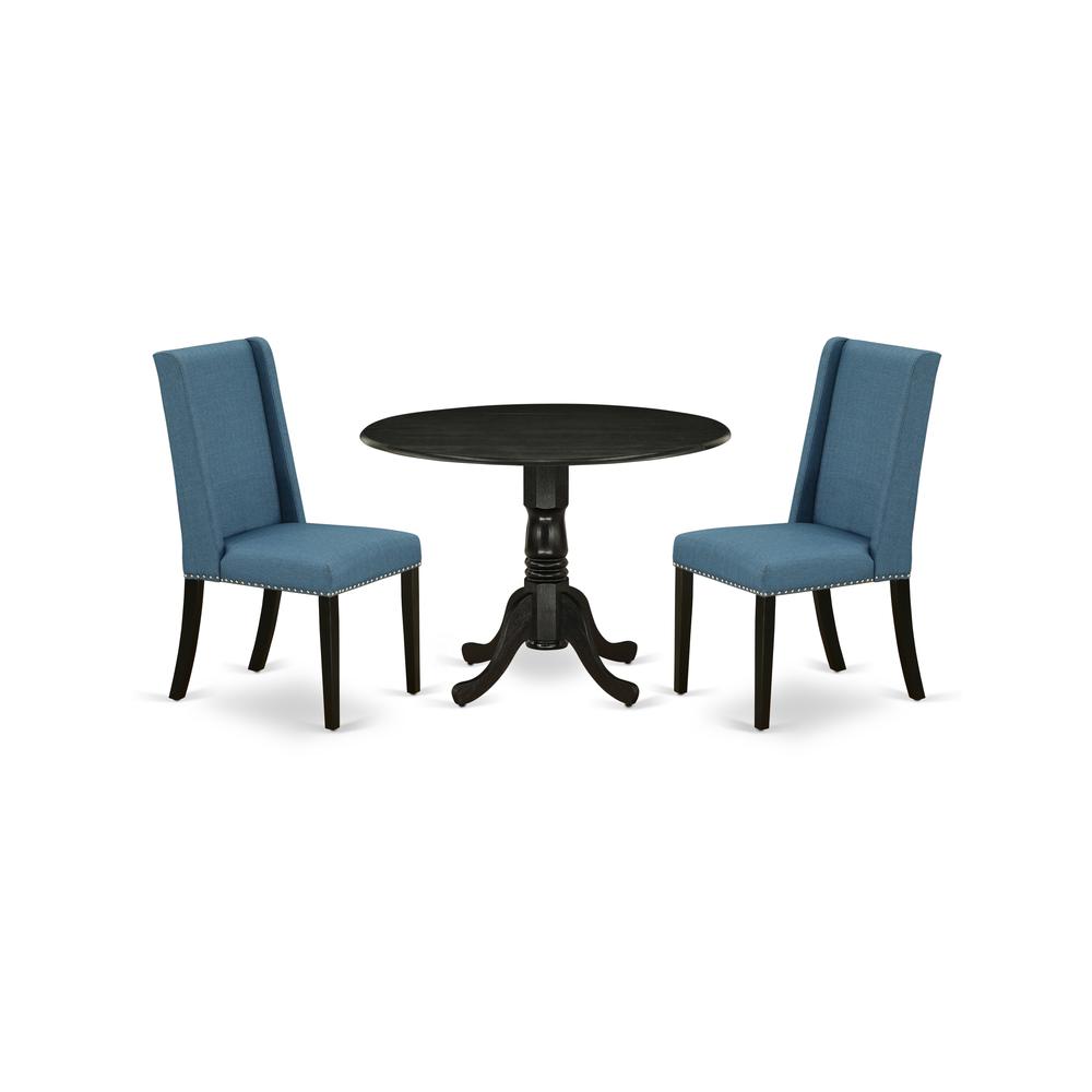Dining Room Set Wirebrushed Black, DLFL3-ABK-21. Picture 1
