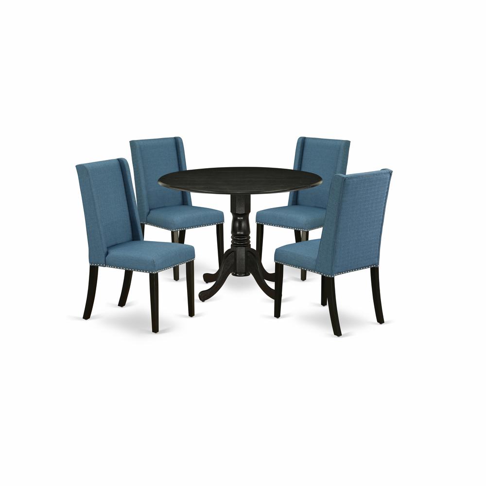Dining Room Set Wirebrushed Black, DLFL5-ABK-21. Picture 1